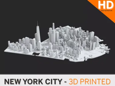 Lower Manhattan NYC 3D print part and Empire State Building 3D print model