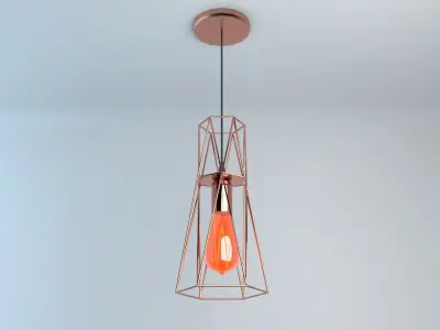 Pack of lamps with vintage bulb Low-poly 3D model
