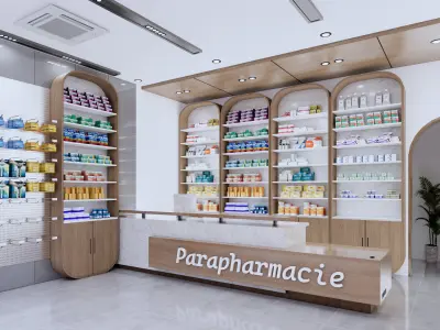 Modern Realistic Pharmacy Interior  3D Model Low-poly 3D model