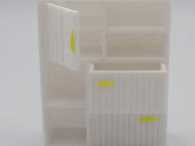 Living room cabinet with functional door shelves and drawers  3D print model