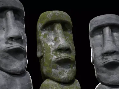 Moai Statue Easter Island PBR 4k Game Ready Low-poly 3D model