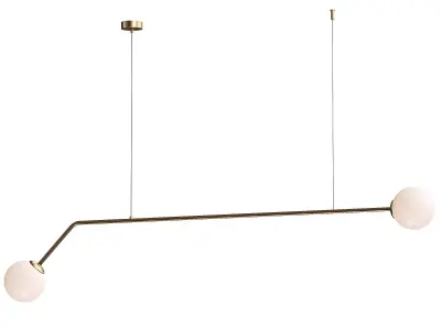 Pure hanging light  two-bulb  gold 3D model