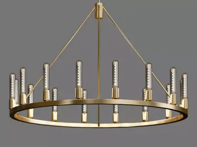 VISITORS brass chandelier with six lights 3D model