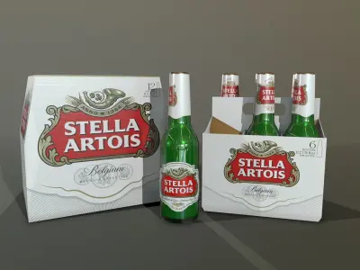 Beer Stella Low-poly 3D model