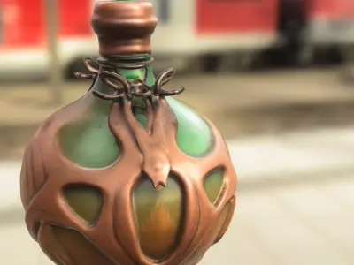 Dragon Emblem Fantasy Potion Bottle Low-poly 3D model