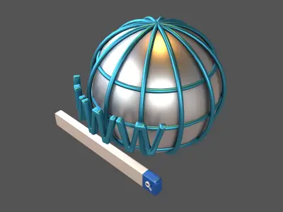 WWW Icon with Search Bar v1 003 Low-poly 3D model