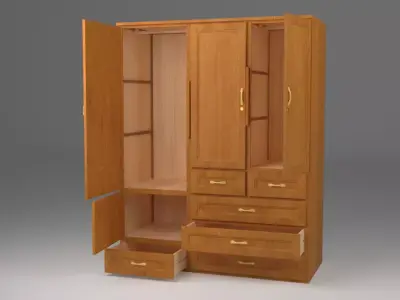 Closet - gabinete with 4 doors and 6 drawers 3D model
