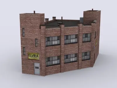 Industrial building Low-poly 3D model 8