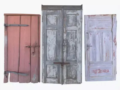 3D exterior rural door Collection Low-poly 3D model