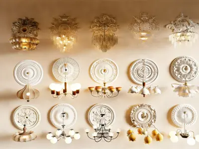 French-style living room chandelier set 3D model
