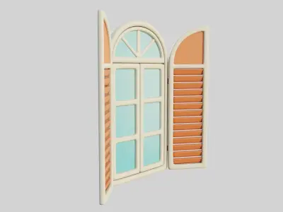 Cartoon Window 24a Low-poly 3D model