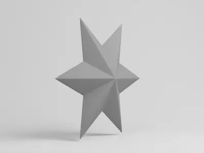 Star simple 6 pointed cartoon icon symbol Low-poly 3D model