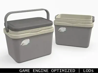 Plastic Cooler Gray Dirty Low-poly 3D model