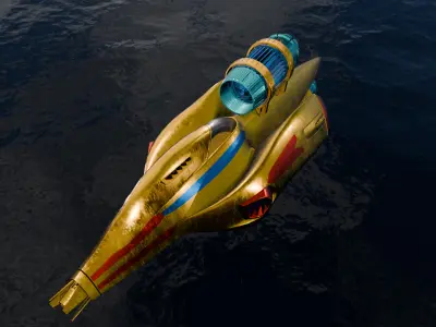 Ghost Spaceship Sci-Fi Model - Game Ready Low-poly 3D model