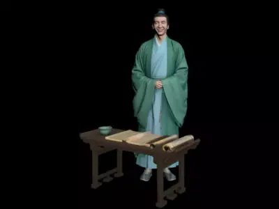 Scholar in ancient China 3D model