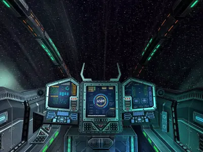 3DRT - Schi-Fi Spacecraft Cockpit 1 Low-poly 3D model