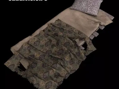 old sunbed on woods 3D model