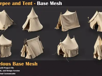 15 Tepee and Tent Base Mesh - VOL 29   3D model