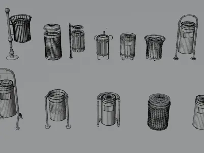 Bin 3D Model trash cans Free 3D model