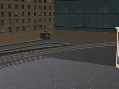 Modern shopping mall exterior Low-poly 3D model