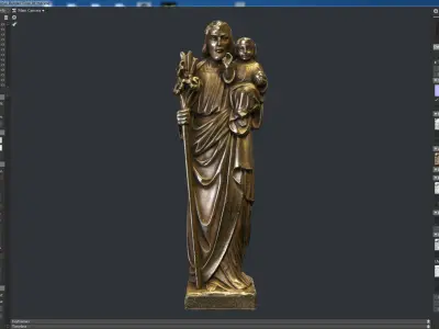 Jesus with a Baby Golden Statue Low-poly 3D Model Low-poly 3D model