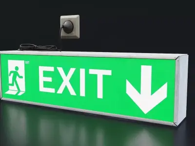 Emergency Exit Sign Low-poly 3D model purchase