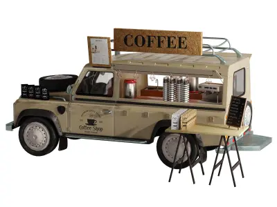 Jeep truck coffee set 6 3D model