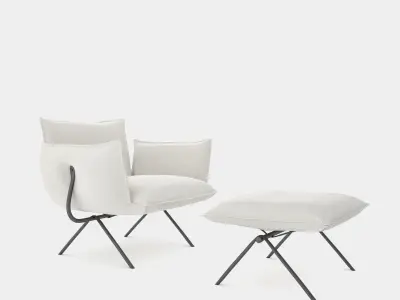 Armchair with ottomane 3D model