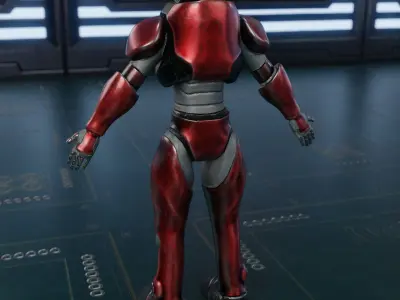 Robot Guard Sci fi Character Futuristic Rigged Animation Game Low-poly 3D model