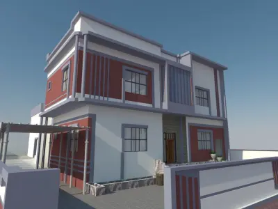 Red Modern Villa Project A126 3D Model Render 3D model