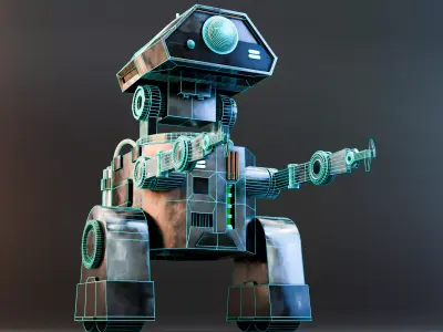 Sci-Fi Game Robot Low-poly 3D model