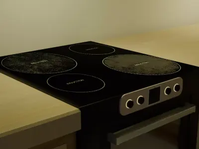Kitchen Cabinet - Fully functioned - Induction Stove - Modern 3D model