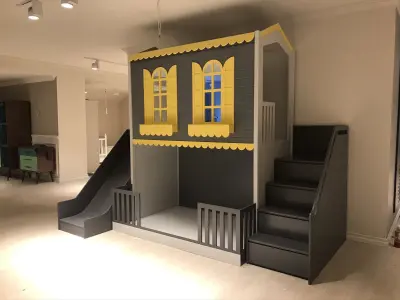 two-story bunk bed and play area 3D print model