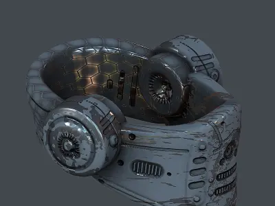 Gas mask helmet 3d model scifi Low-poly Low-poly 3D model 9