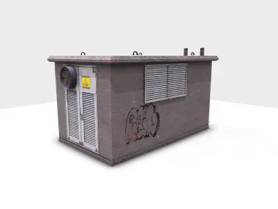 Concrete Electrical Transformer Low-poly 3D model