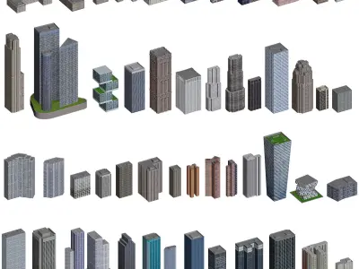 City Downtown Skyscraper Low-poly 3D model