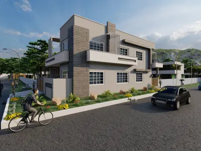 Beautiful House Design for Corner Plots  Low-poly 3D model