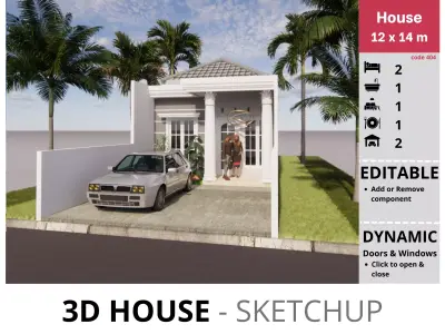 House 12x14m code 404 - Sketchup 3D model
