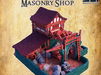 Medieval Masonry Shop Tabletop Terrain 28MM 3D print model 3D print model