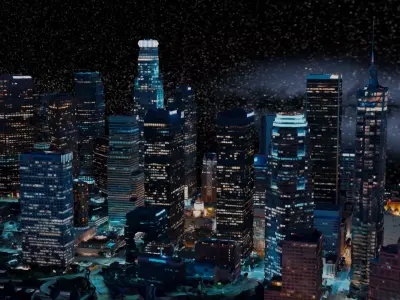 New York Cyber City night Low-poly 3D model Low-poly 3D model