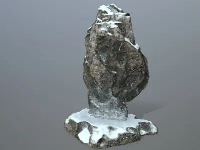 anibus statue with spear in snow Low-poly 3D model