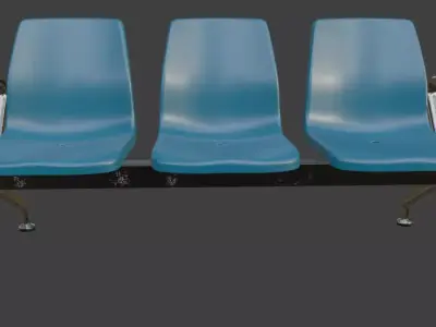 Modern Waiting Room Bench 3D Model 3D model