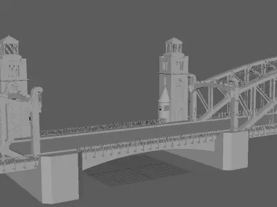 bridge 3d model with clock tower 3D model