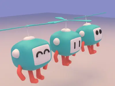 Lovely Cartoon Flying Robot Low-poly 3D model