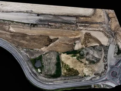 construction site road aerial PBR photogrammetry Low-poly 3D model