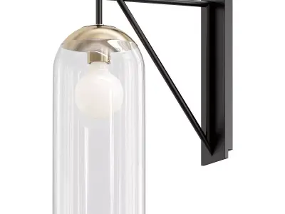 COLLINS wall light with clear glass dome and metal frame 3D model