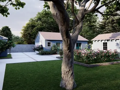 3D Exterior Scene 3D model design garden and landscape  3D model