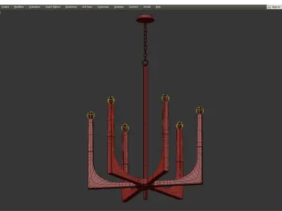 ACRYLIC FRAMED ARM CHANDELIER Low-poly 3D model