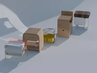 Unique Nightstand Designs in 3D 3D model