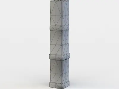 Column tall wooden pole Low-poly 3D model